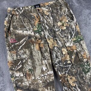 Realtree Edge Cargo Pants Womens XL Brown Camo Elastic Waist Outdoor Hunting